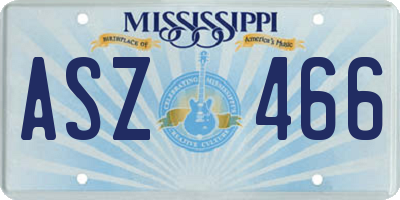 MS license plate ASZ466