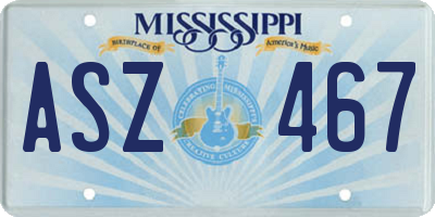 MS license plate ASZ467