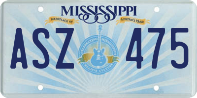 MS license plate ASZ475