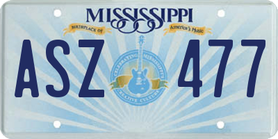 MS license plate ASZ477