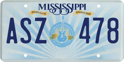 MS license plate ASZ478