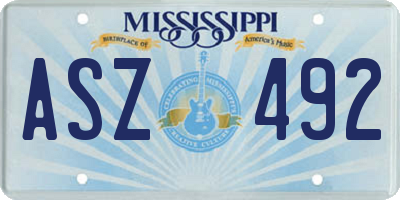 MS license plate ASZ492