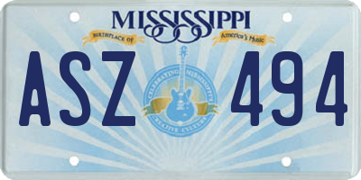 MS license plate ASZ494