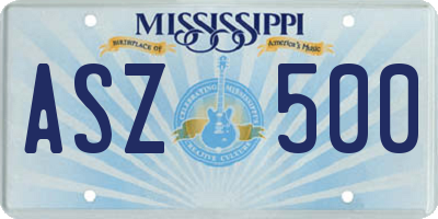 MS license plate ASZ500