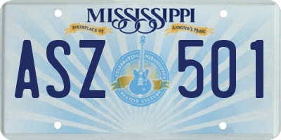 MS license plate ASZ501