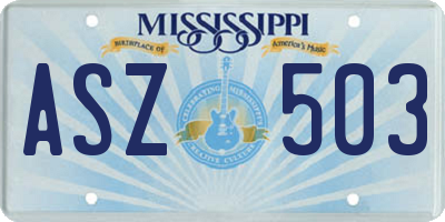MS license plate ASZ503