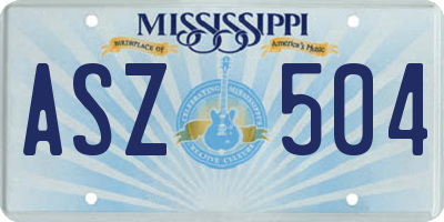 MS license plate ASZ504