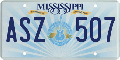 MS license plate ASZ507