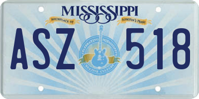 MS license plate ASZ518