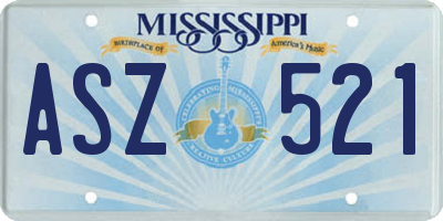 MS license plate ASZ521