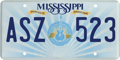 MS license plate ASZ523