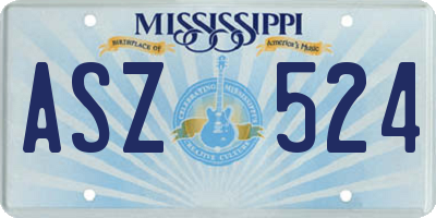 MS license plate ASZ524