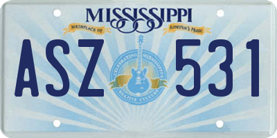 MS license plate ASZ531