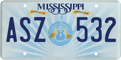 MS license plate ASZ532