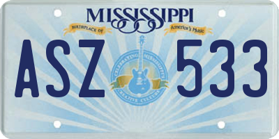 MS license plate ASZ533