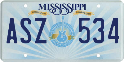 MS license plate ASZ534