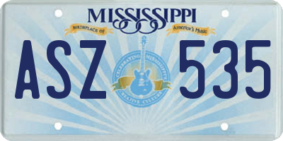 MS license plate ASZ535