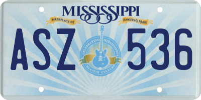 MS license plate ASZ536