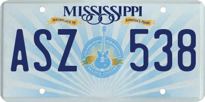MS license plate ASZ538