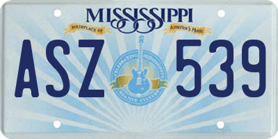 MS license plate ASZ539