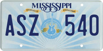 MS license plate ASZ540
