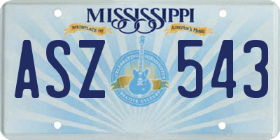 MS license plate ASZ543