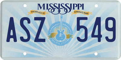 MS license plate ASZ549