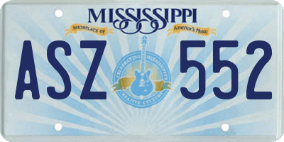 MS license plate ASZ552