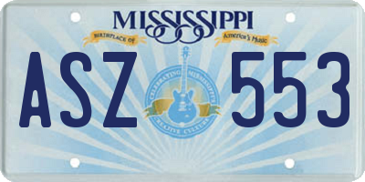 MS license plate ASZ553