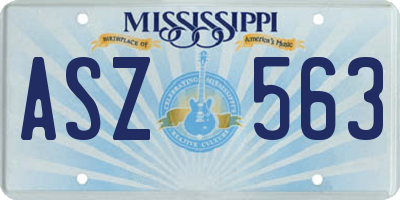 MS license plate ASZ563