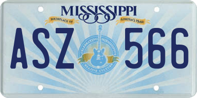 MS license plate ASZ566