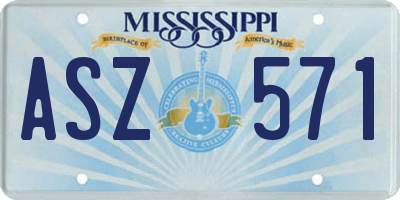 MS license plate ASZ571
