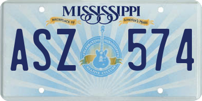 MS license plate ASZ574