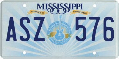MS license plate ASZ576