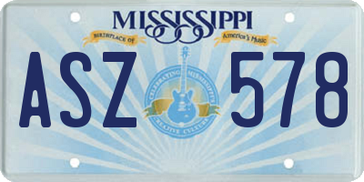 MS license plate ASZ578