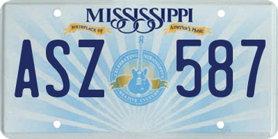 MS license plate ASZ587