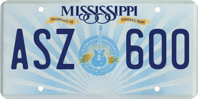MS license plate ASZ600