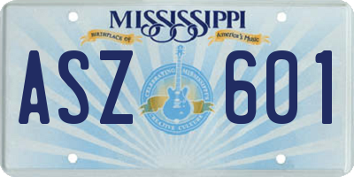MS license plate ASZ601