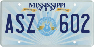 MS license plate ASZ602