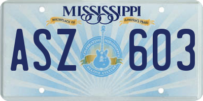 MS license plate ASZ603