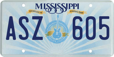 MS license plate ASZ605