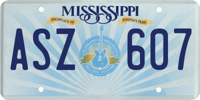 MS license plate ASZ607