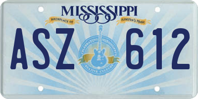 MS license plate ASZ612
