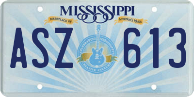 MS license plate ASZ613