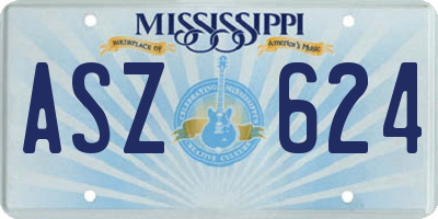 MS license plate ASZ624
