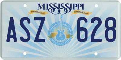 MS license plate ASZ628