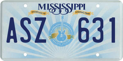 MS license plate ASZ631