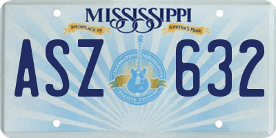 MS license plate ASZ632
