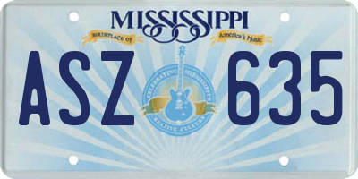 MS license plate ASZ635