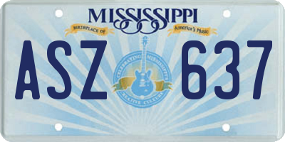 MS license plate ASZ637